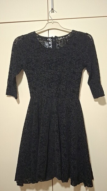 Siyah midi elbise - Görsel 6