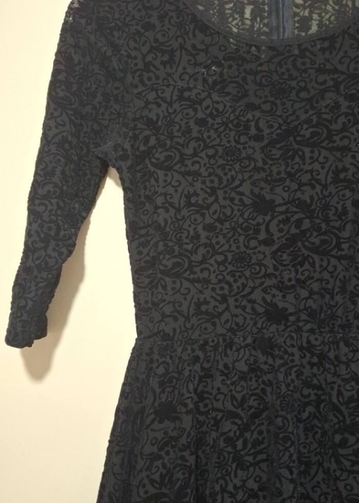 Siyah midi elbise - Görsel 3