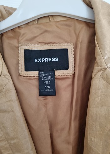 Bej Kadın Deri Kemerli Ceket - Görsel 2