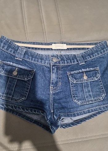 Düğmeli Mavi Kadın Mini Denim Şort