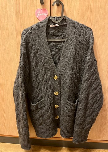 Addax Gri Nakışlı Örgü Kazak Hırka - Görsel 2