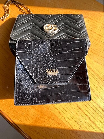 Siyah deri görünümlü çanta - Görsel 3