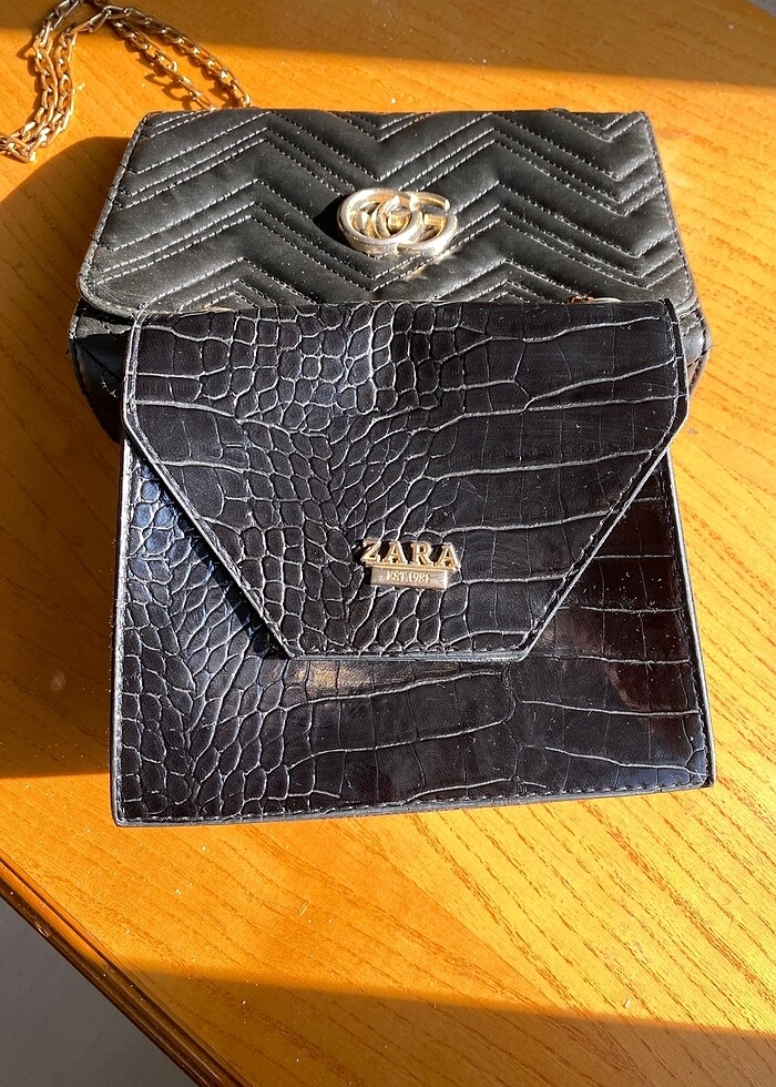 Siyah deri görünümlü çanta - Görsel 3