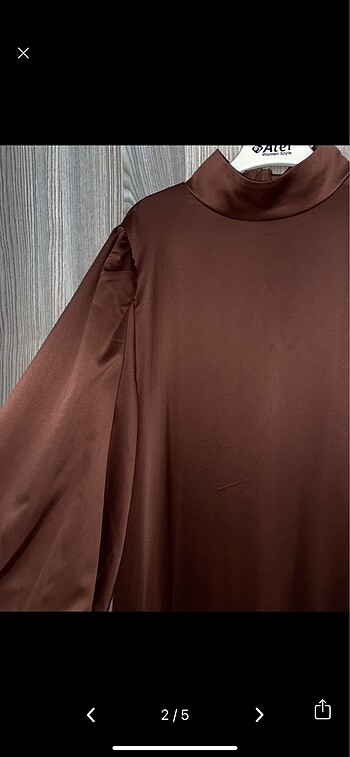 Kahverengi saten abiye - Görsel 3