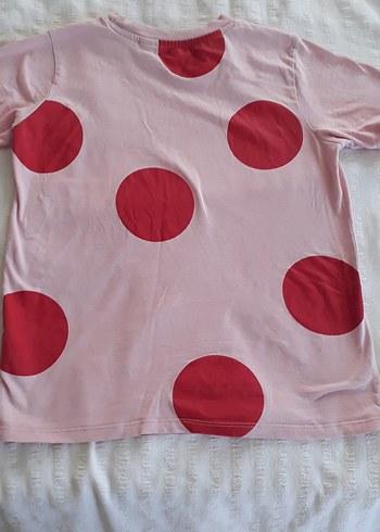 Kız Çocuk Pembe Baskılı Kısa Kollu Tişört - Görsel 3