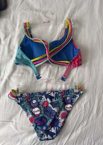Renkli Baskılı Mini Bikini, Fermuarlı, İpli - Görsel 2