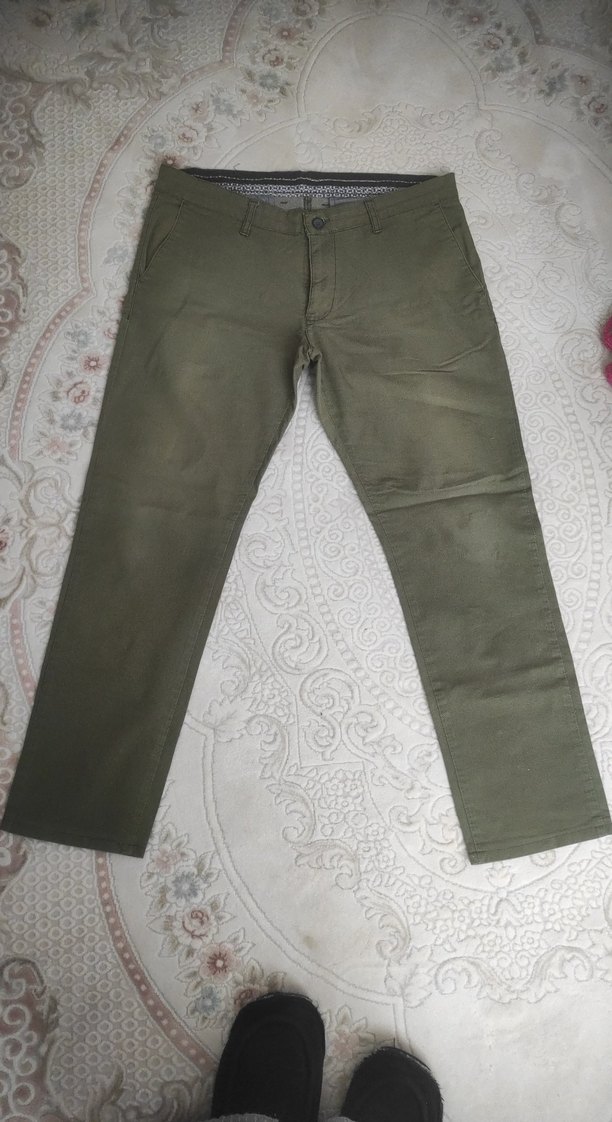 Erkek Haki Renk Kemerli Regular Fit Pantolon - Görsel 3