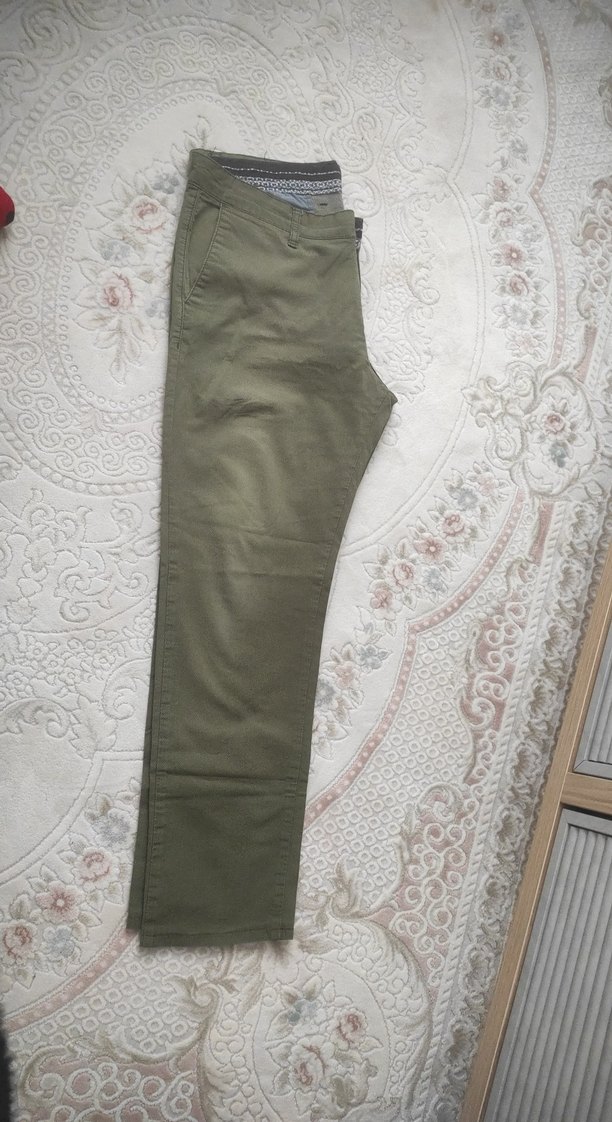 Erkek Haki Renk Kemerli Regular Fit Pantolon - Görsel 2