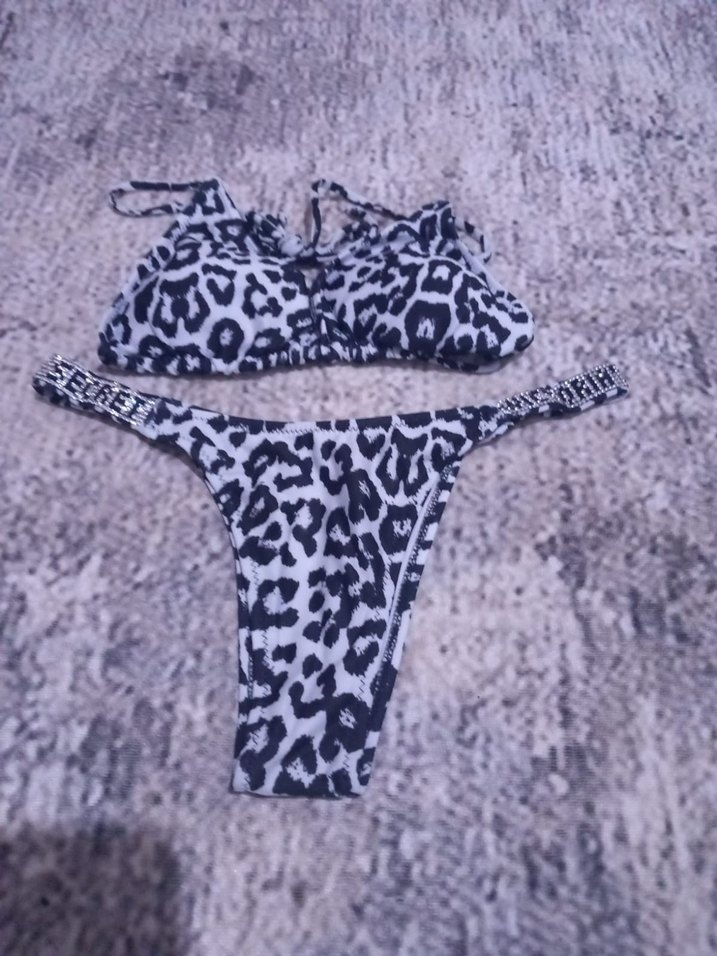 Gri Leopar Desenli Kadın Bikini - Görsel 2