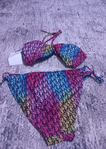 Renkli Bağcıklı Tie-Dye Bikini Takımı - Görsel 2