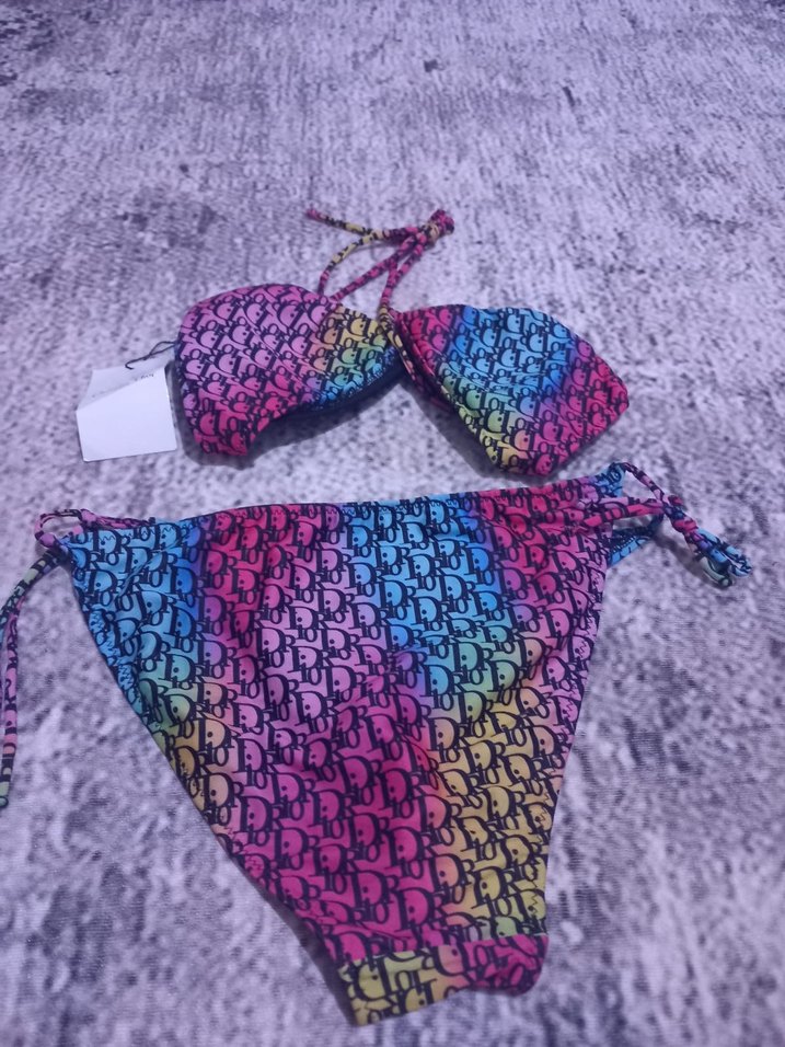 Renkli Bağcıklı Tie-Dye Bikini Takımı - Görsel 2