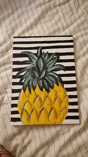 Özel yapım akrilik boya tablo Ananas dokulu 