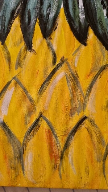 Beden Özel yapım akrilik boya tablo Ananas dokulu 