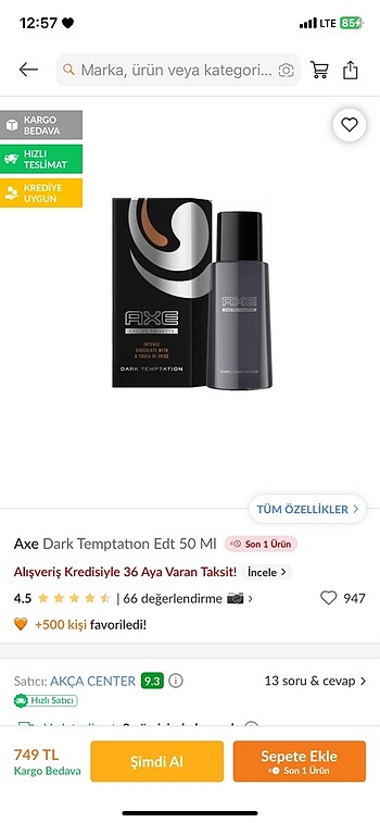 Axe erkek parfüm