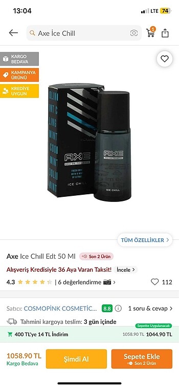 Axe erkek parfüm