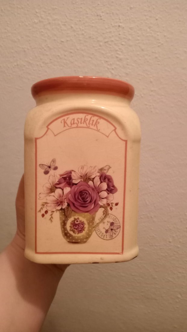 Pastel Bej Seramik Vazo - Görsel 4