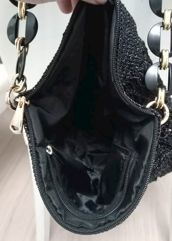 Zincir Detaylı Siyah Örgü Kadın Çanta - Görsel 6