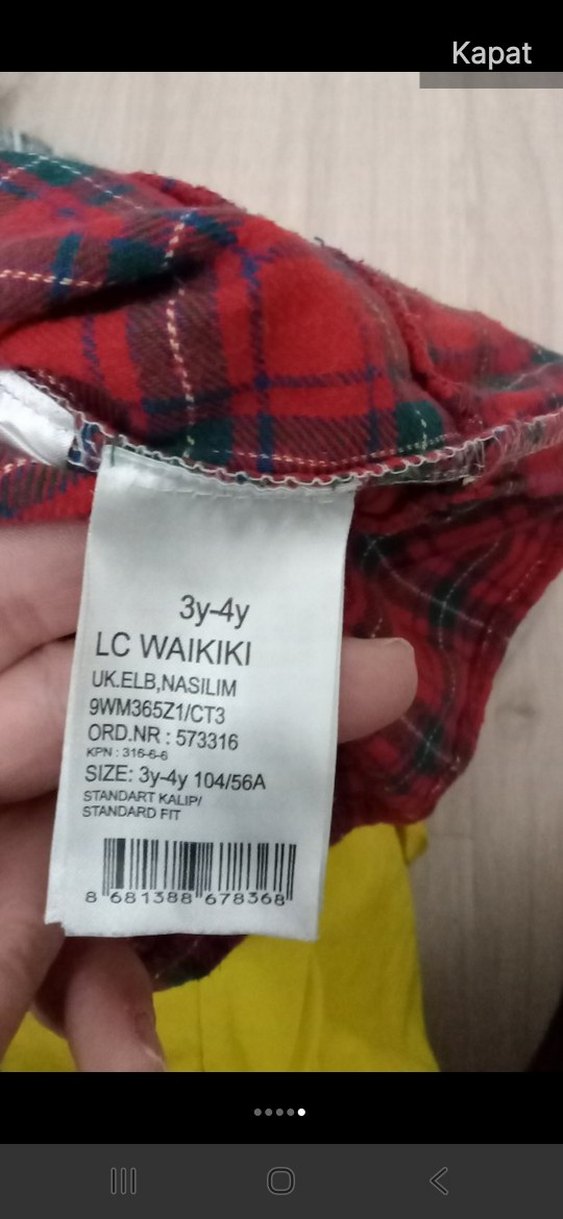 Uzun Kollu Gri Kız Elbisesi Renkli Desenli - Görsel 3