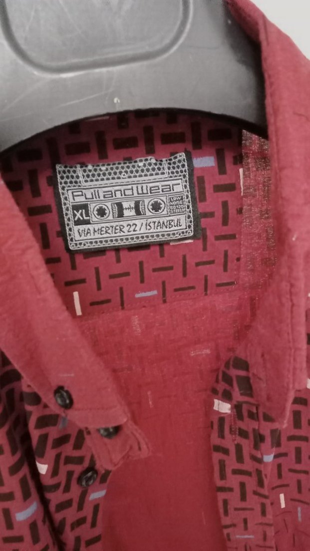 Bordo Uzun Kollu Düğmeli Erkek Gömlek - Görsel 3