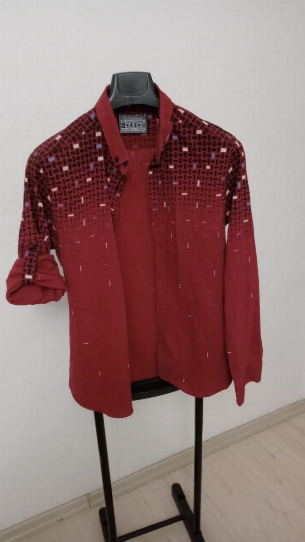 Bordo Uzun Kollu Düğmeli Erkek Gömlek - Görsel 4