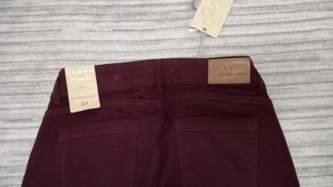 Bordo Kadın Düğmeli Kumaş Pantolon - Görsel 4