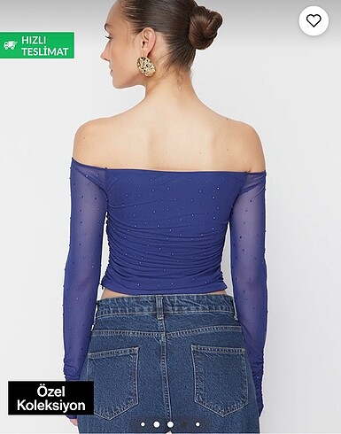 Trendyol & Milla Zeynep Tosun saks örme parlak taşlı büstiyer