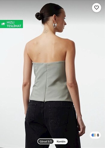 Trendyol & Milla Straplez Mini Bluz açık haki