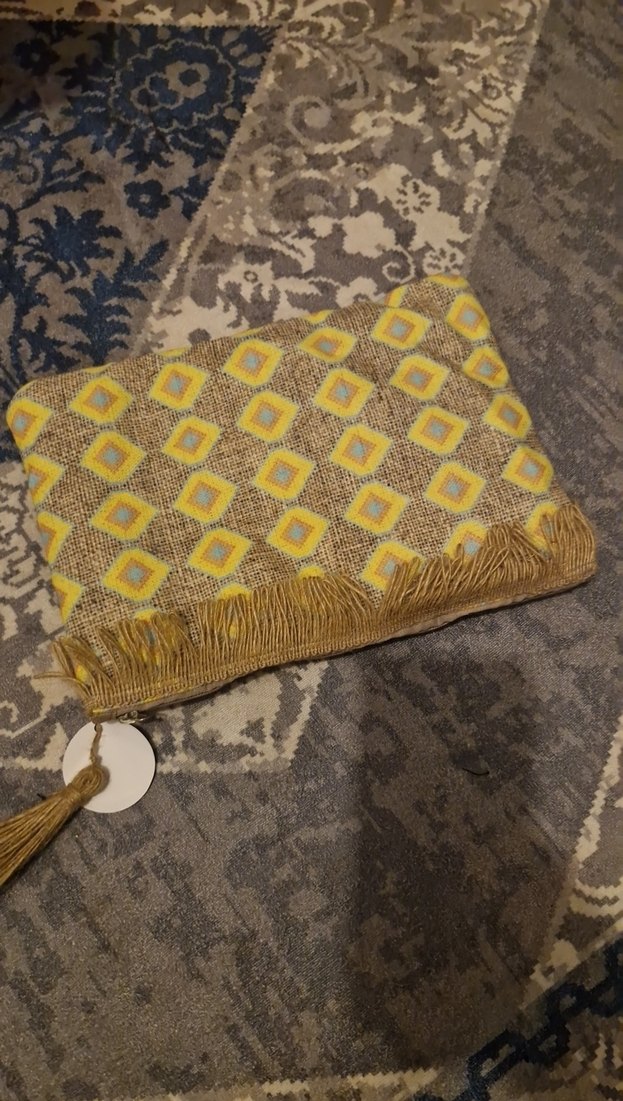 Sarı Gri Bohem Püsküllü Kadın Portföy Çanta - Görsel 2