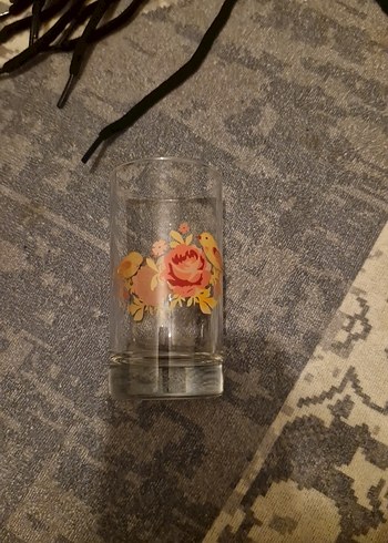 Turuncu Çiçek Desenli Cam Bardak Seti - Görsel 3