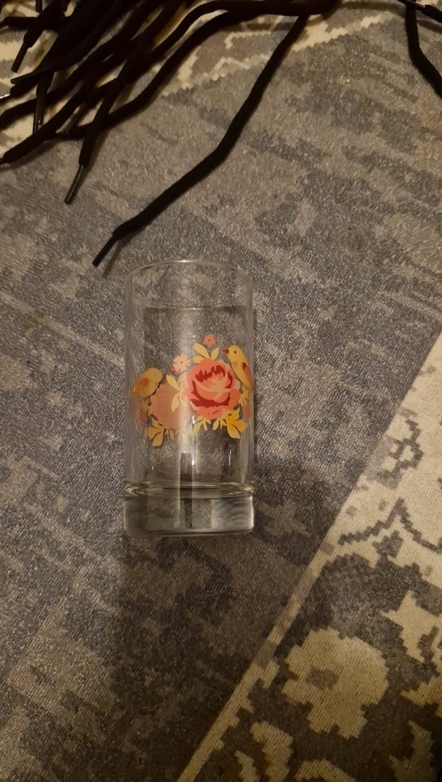 Turuncu Çiçek Desenli Cam Bardak Seti - Görsel 3