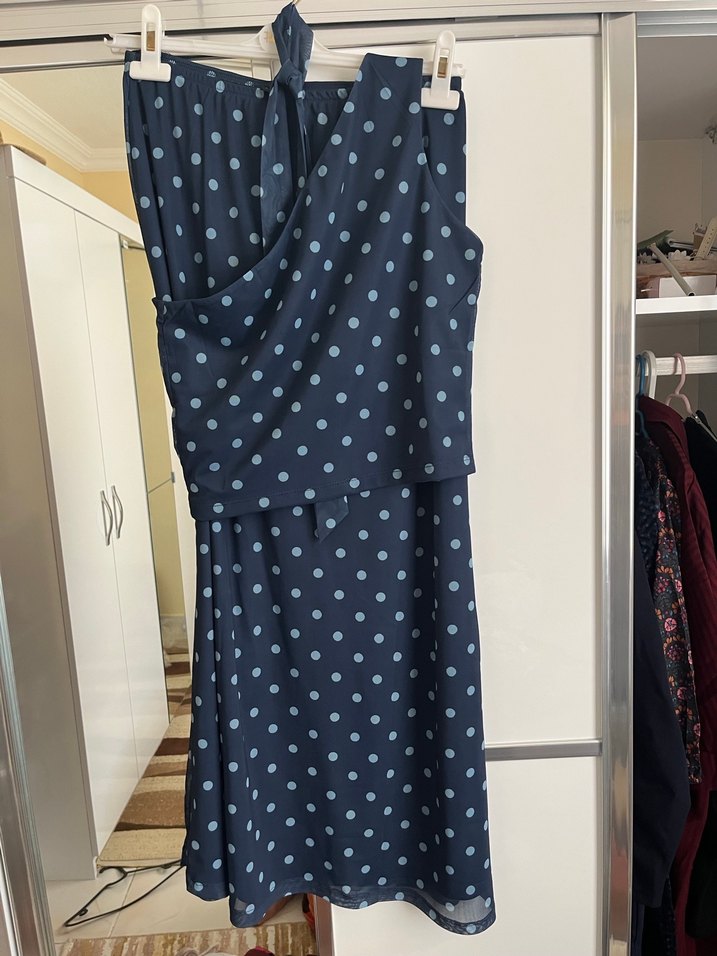 Lacivert Puantiyeli Drapeli alt üst takım - Görsel 2