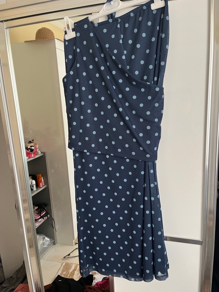 Lacivert Puantiyeli Drapeli alt üst takım - Görsel 3