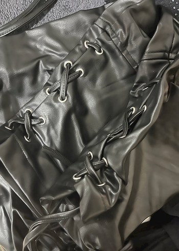 Kadın Siyah Deri Stili Pantolon - Görsel 4