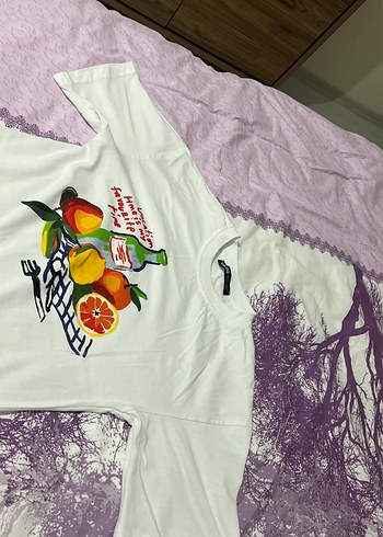34 Beden Beyaz Baskılı Hamile Tişörtü, Kısa Kollu, bir sefer kullanıldı
