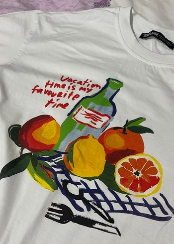 Beyaz Baskılı Hamile Tişörtü, Kısa Kollu, bir sefer kullanıldı - Görsel 5