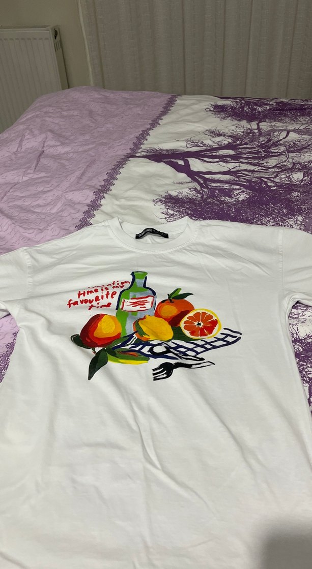 Beyaz Baskılı Hamile Tişörtü, Kısa Kollu, bir sefer kullanıldı - Görsel 2