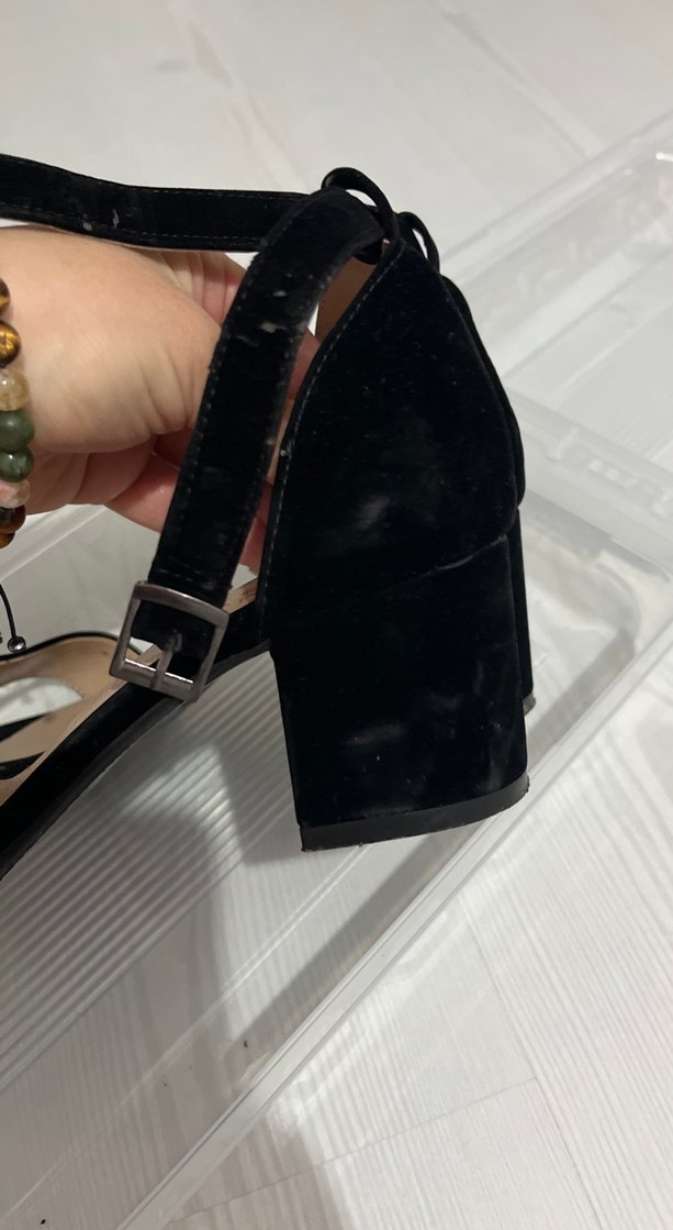 Kemerli Siyah Yılan Desenli Topuklu Ayakkabı - Görsel 3