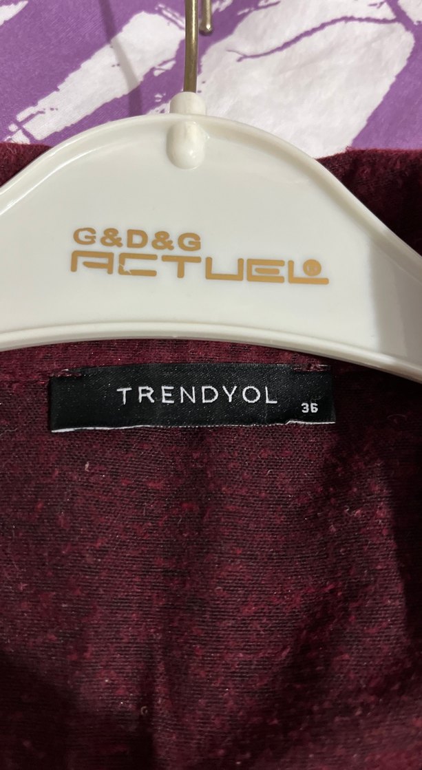 Bordo Düğmeli Uzun Kollu pamuklu Gömlek - Görsel 4