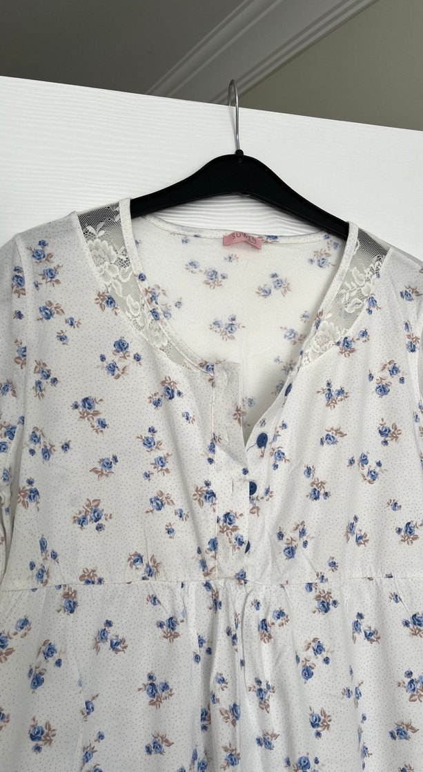 Uzun Kollu V Yaka Hamile Gecelik - Görsel 2