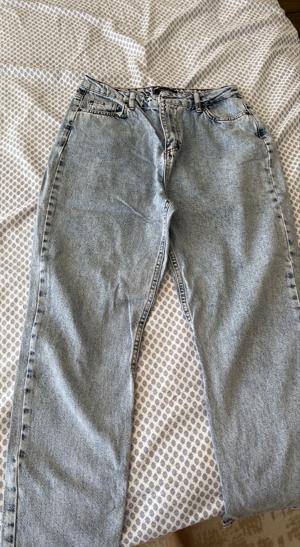 Düğmeli Gri Midi Kadın Kot Pantolon - Görsel 3