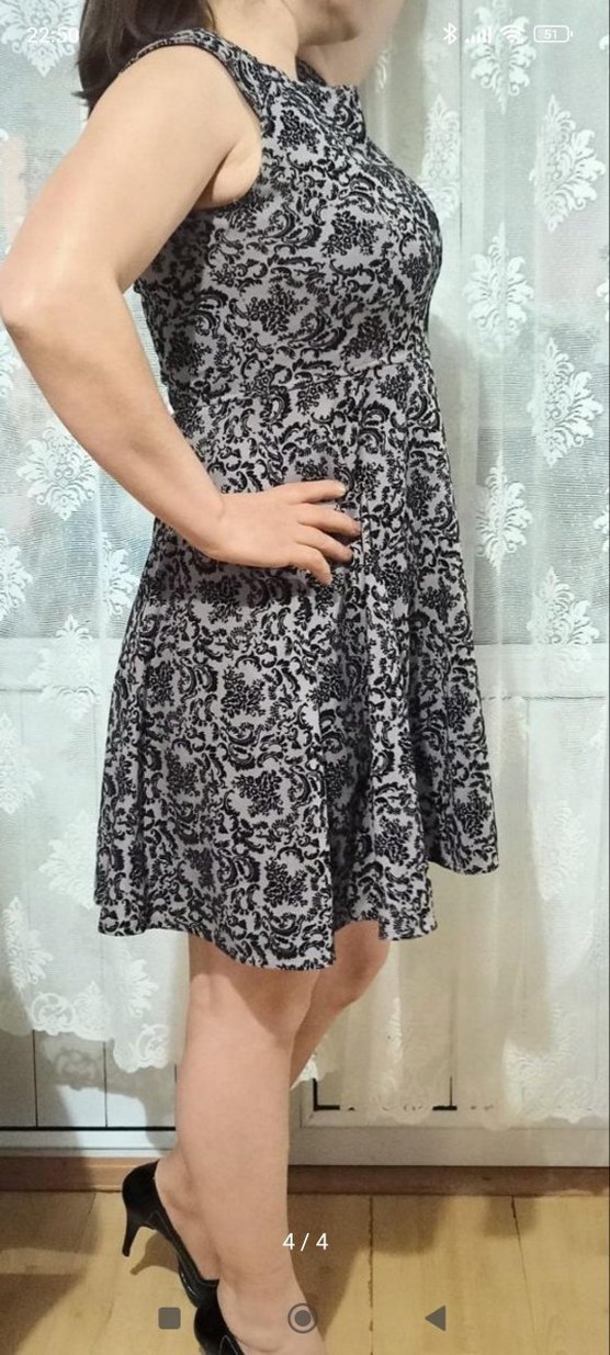 Gri Dantel Midi Straplez Gotik Elbise - Görsel 2