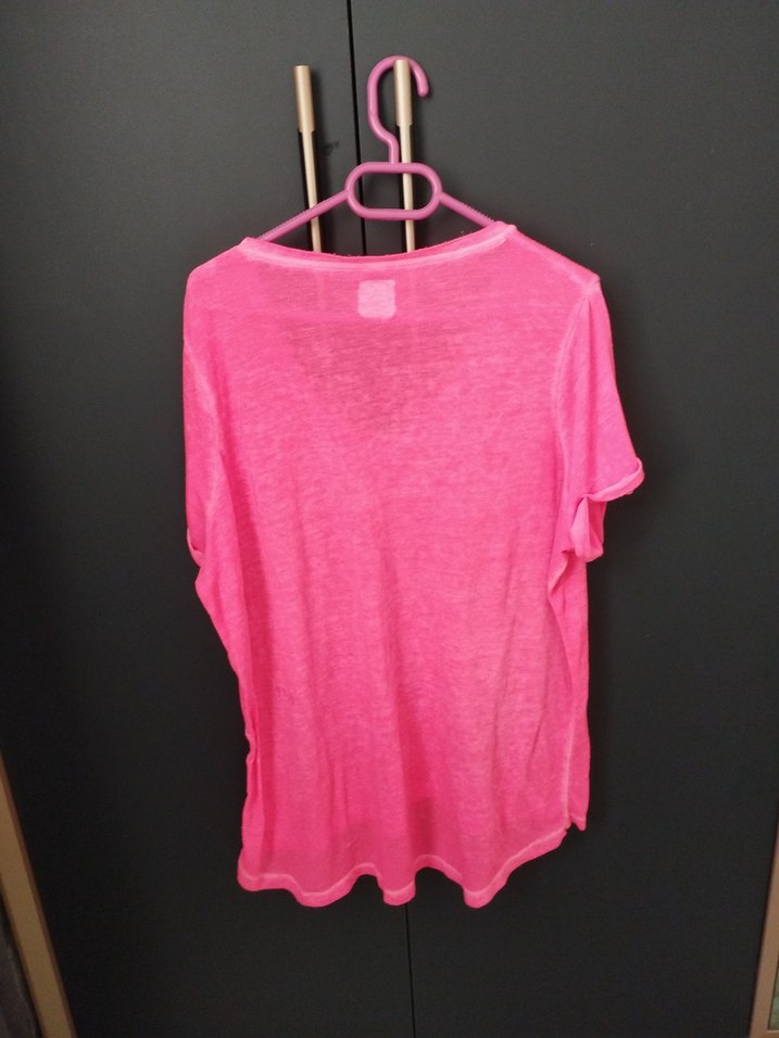 Pembe V Yakalı Salaş Kısa Kollu Kadın Gömlek - Görsel 2