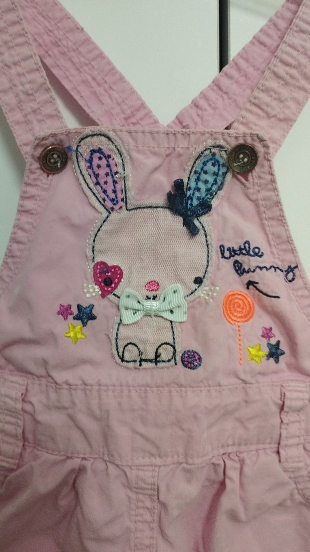 Düğmeli Nakışlı Pembe Kız Çocuk Salopet - Görsel 3