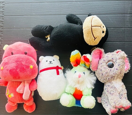 5 adet peluş hayvan