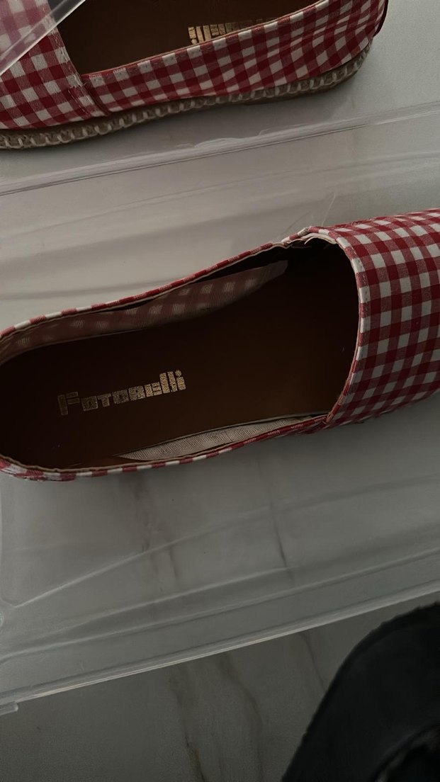 Kırmızı Kareli Kadın Espadril Babet - Görsel 3