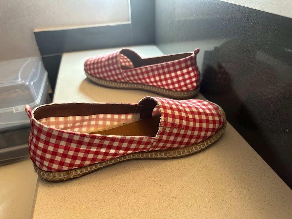 Kırmızı Kareli Kadın Espadril Babet - Görsel 2