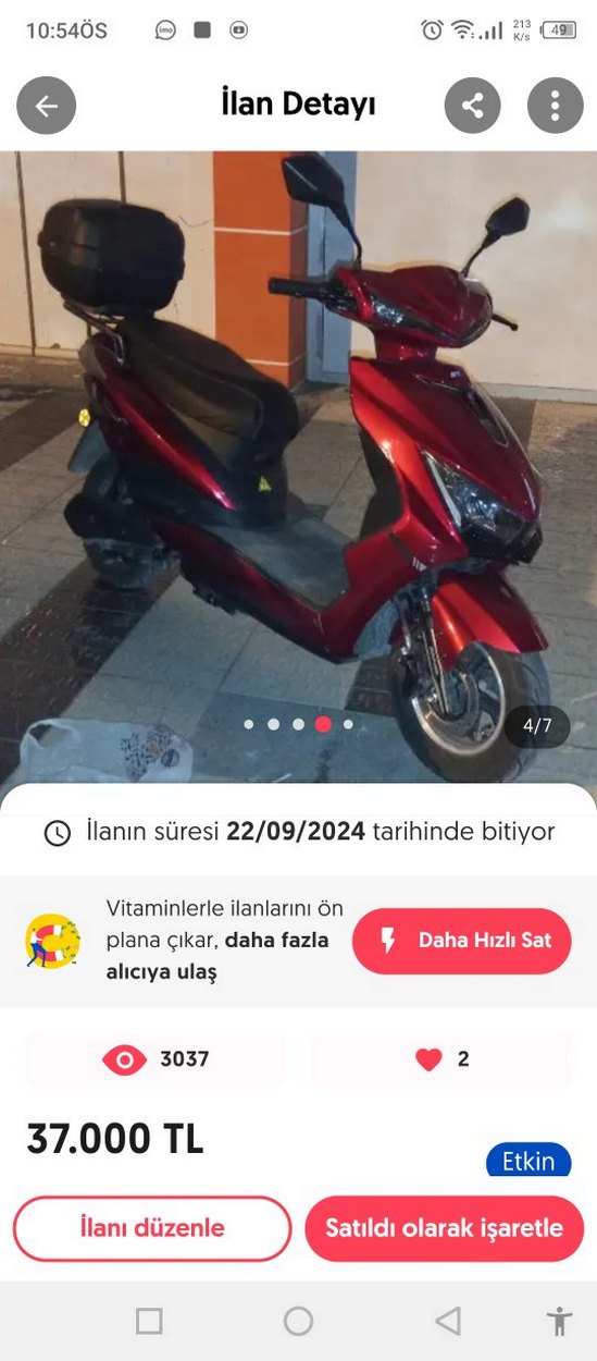 Koyu Kırmızı Motosiklet pazarlık payı - Görsel 4