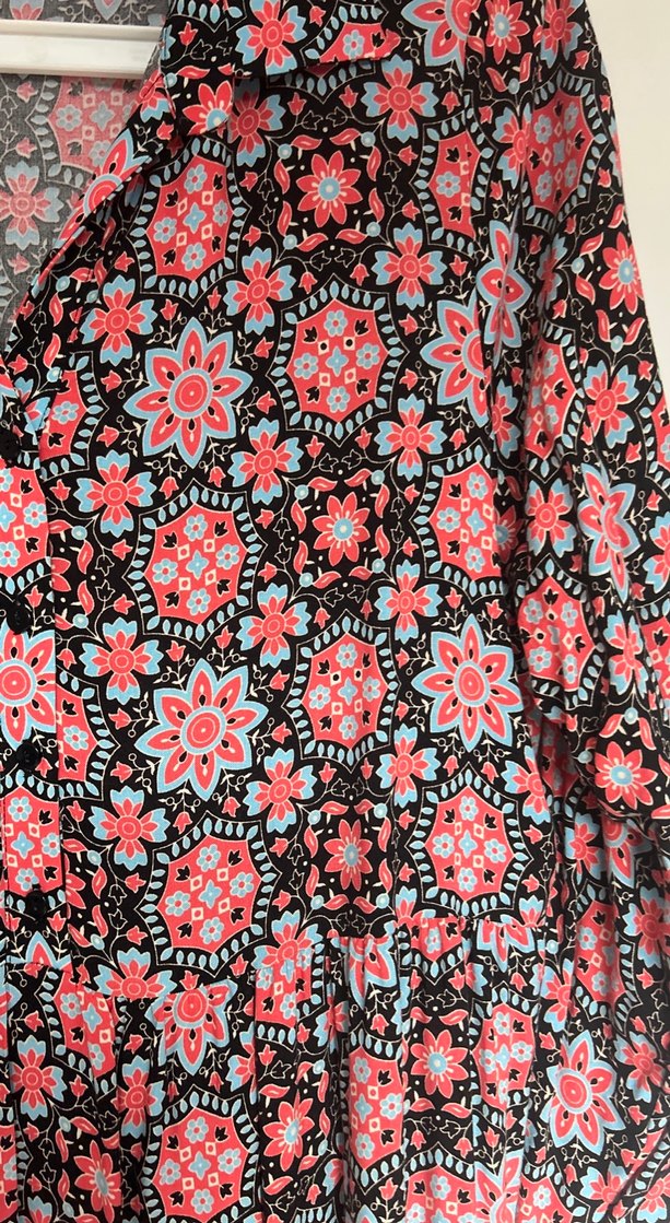 Uzun Kol, Düğmeli, Bohem Kadın Elbise - Görsel 3