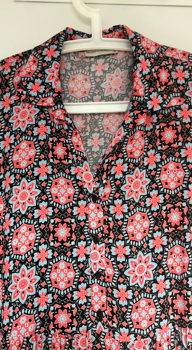 Uzun Kol, Düğmeli, Bohem Kadın Elbise - Görsel 2