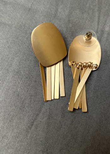 Altın Renk Mini Püsküllü Kadın Küpe - Görsel 2